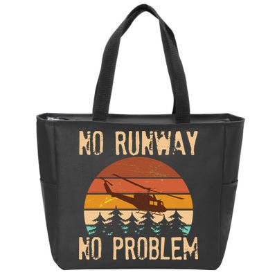 VIntage No Runway No Problem Helicopter Zip Tote Bag