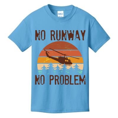 VIntage No Runway No Problem Helicopter Kids T-Shirt