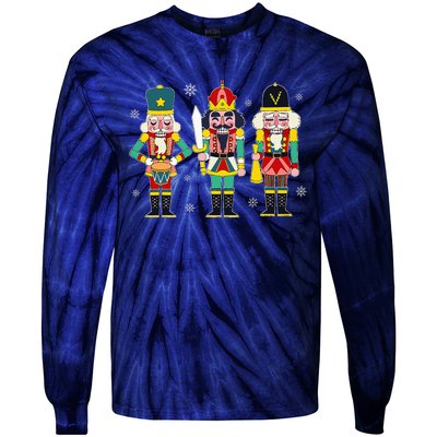 Vintage Nutcracker Squad Christmas 2024 Xmas Matching Women Tie-Dye Long Sleeve Shirt