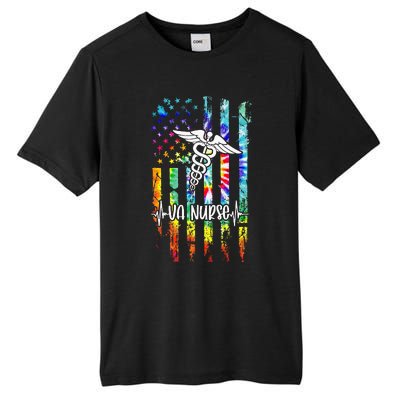 VA Nurse Squad Appreciation Day Tie Dye US Flag Tall Fusion ChromaSoft Performance T-Shirt