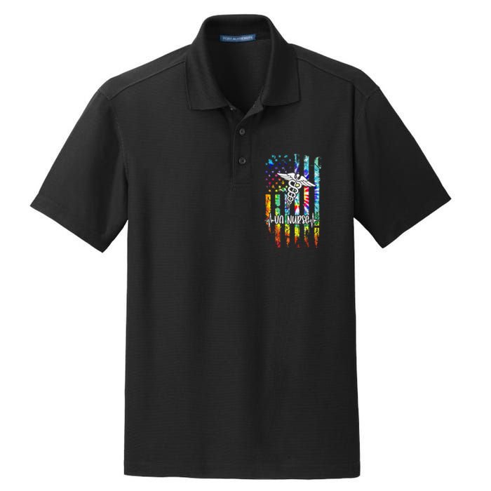 VA Nurse Squad Appreciation Day Tie Dye US Flag Dry Zone Grid Polo