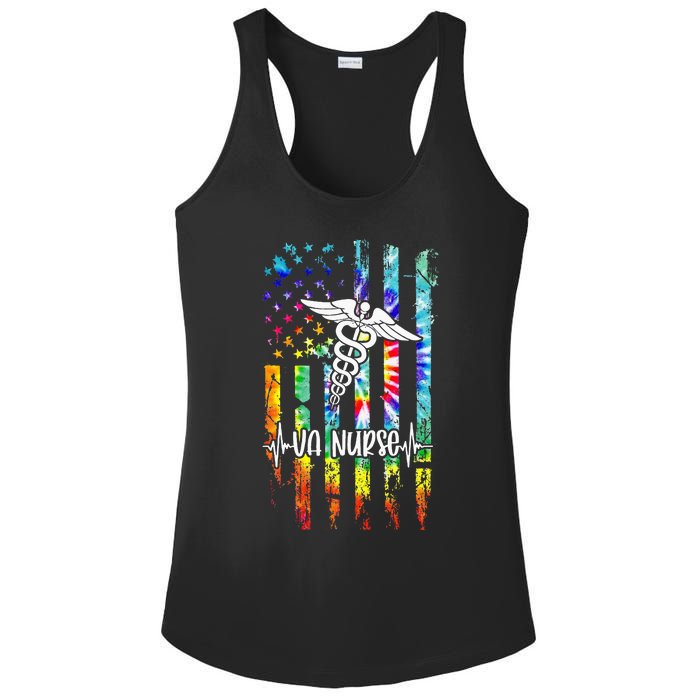 VA Nurse Squad Appreciation Day Tie Dye US Flag Ladies PosiCharge Competitor Racerback Tank