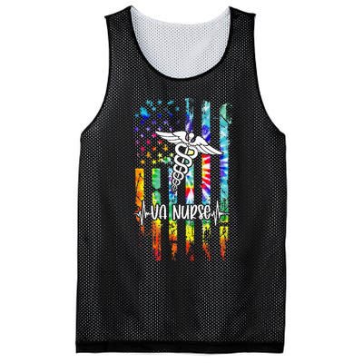 VA Nurse Squad Appreciation Day Tie Dye US Flag Mesh Reversible Basketball Jersey Tank