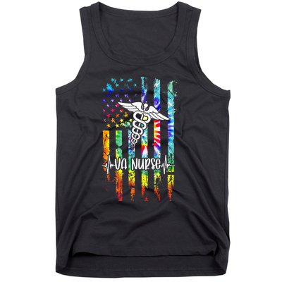 VA Nurse Squad Appreciation Day Tie Dye US Flag Tank Top