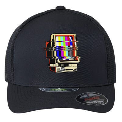 Vaporwave No Signal Television Off Air Glitch Computer Art Flexfit Unipanel Trucker Cap