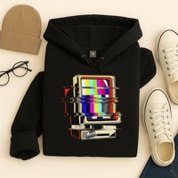 Vaporwave No Signal Television Off Air Glitch Computer Art Hoodie