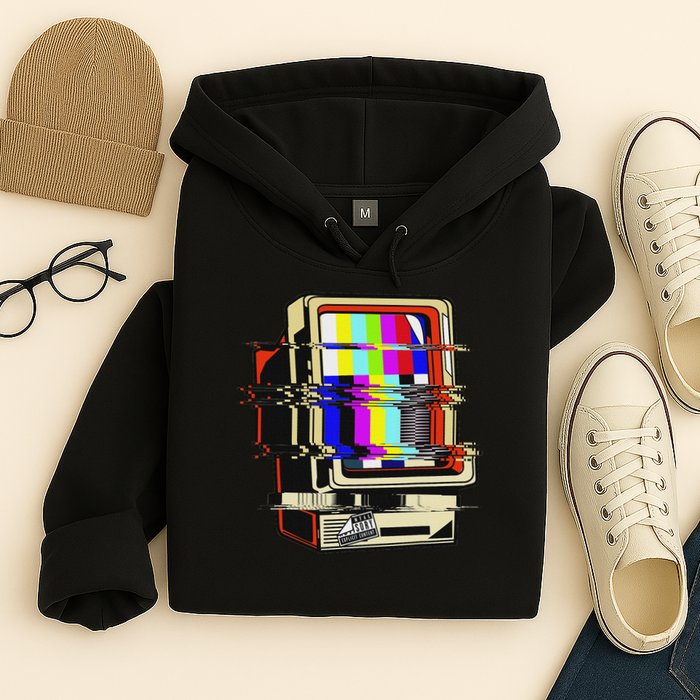 Vaporwave No Signal Television Off Air Glitch Computer Art Hoodie