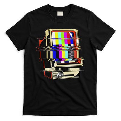 Vaporwave No Signal Television Off Air Glitch Computer Art T-Shirt