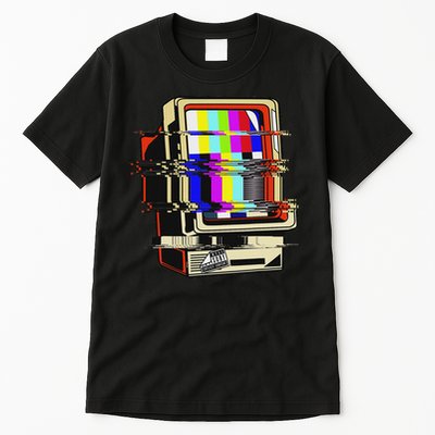 Vaporwave No Signal Television Off Air Glitch Computer Art Tall T-Shirt