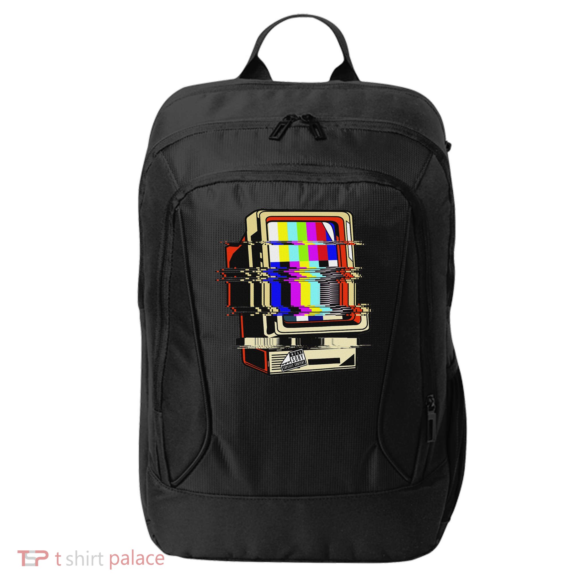 Vaporwave No Signal Television Off Air Glitch Computer Art City Backpack