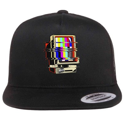 Vaporwave No Signal Television Off Air Glitch Computer Art Flatbill Hat