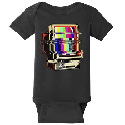Vaporwave No Signal Television Off Air Glitch Computer Art Baby Bodysuit