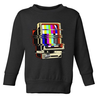 Vaporwave No Signal Television Off Air Glitch Computer Art Toddler Sweatshirt