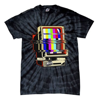 Vaporwave No Signal Television Off Air Glitch Computer Art Tie-Dye T-Shirt