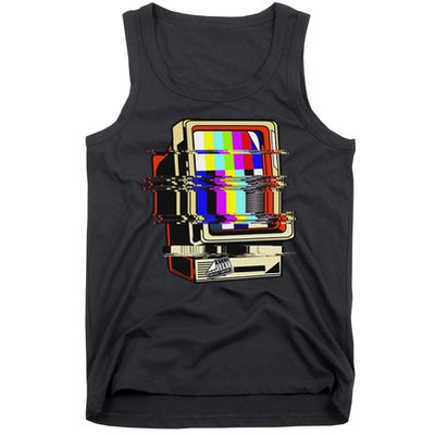 Vaporwave No Signal Television Off Air Glitch Computer Art Tank Top