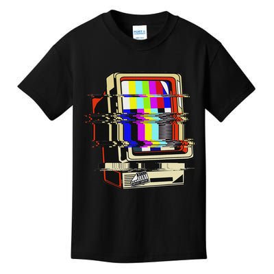 Vaporwave No Signal Television Off Air Glitch Computer Art Kids T-Shirt