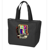 Vaporwave No Signal Television Off Air Glitch Computer Art Zip Tote Bag