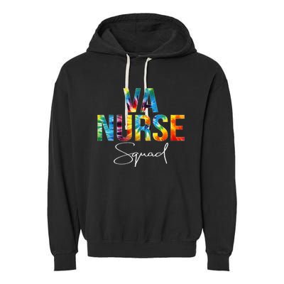 VA Nurse Squad Appreciation Day Tie Dye For Women For Work Long Sleeve Garment-Dyed Fleece Hoodie