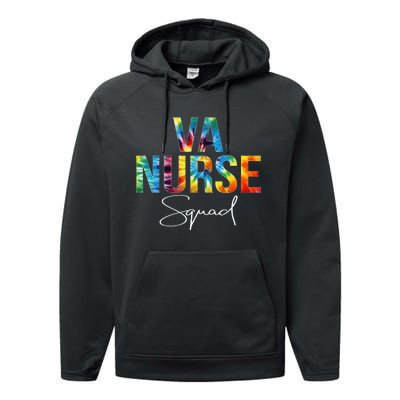 VA Nurse Squad Appreciation Day Tie Dye For Women For Work Long Sleeve Performance Fleece Hoodie