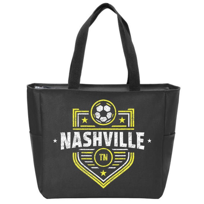 Vintage Nashville Tn Emblem Distressed Zip Tote Bag