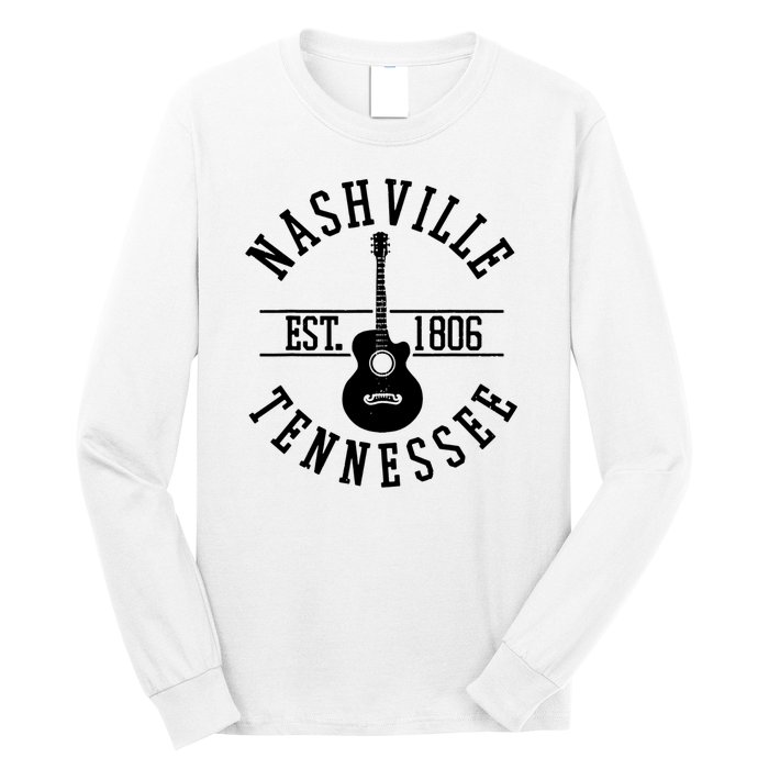 Vintage Nashville Tennessee Guitar Country Music City Long Sleeve Shirt