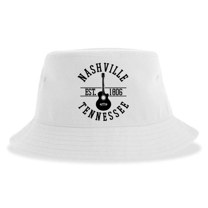 Vintage Nashville Tennessee Guitar Country Music City Sustainable Bucket Hat