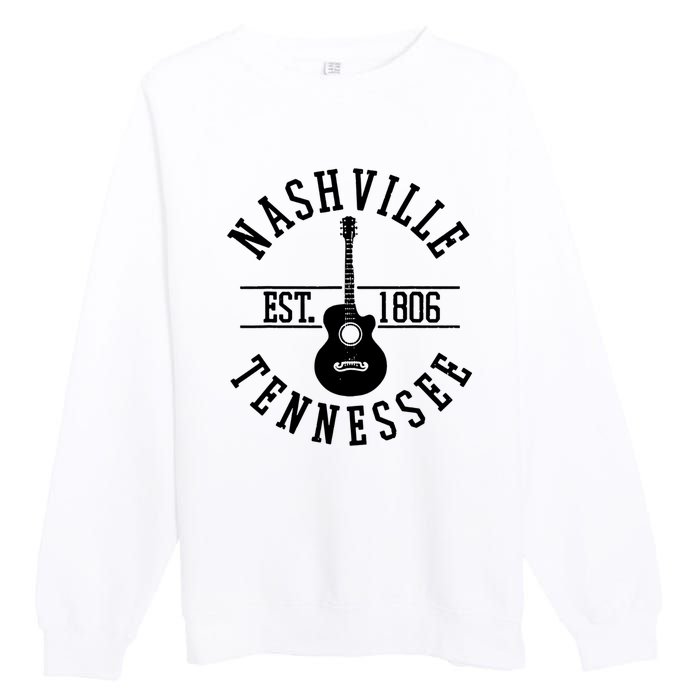 Vintage Nashville Tennessee Guitar Country Music City Premium Crewneck Sweatshirt