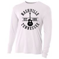 Vintage Nashville Tennessee Guitar Country Music City Cooling Performance Long Sleeve Crew