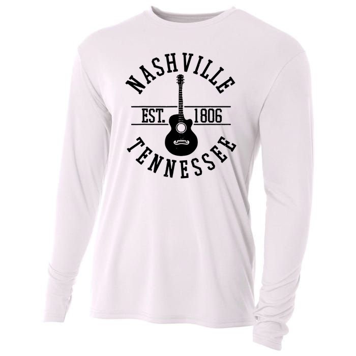 Vintage Nashville Tennessee Guitar Country Music City Cooling Performance Long Sleeve Crew