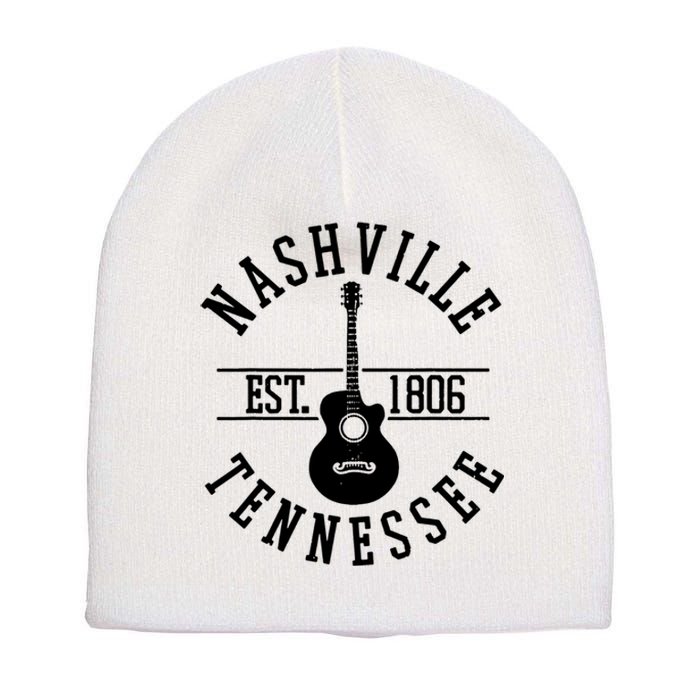 Vintage Nashville Tennessee Guitar Country Music City Short Acrylic Beanie