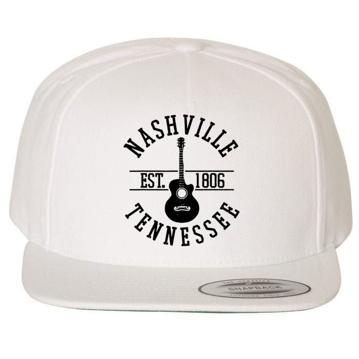 Vintage Nashville Tennessee Guitar Country Music City Wool Snapback Cap