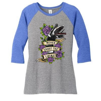 Vintage Never Trust The Living Sandworm Tattoo Women's Tri-Blend 3/4-Sleeve Raglan Shirt