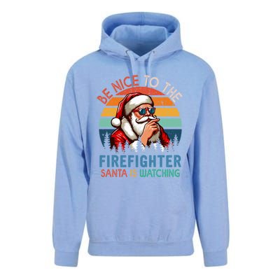 Vintage Nice To The Firefighter Santa Is Watching Xmas Job Gift Unisex Surf Hoodie