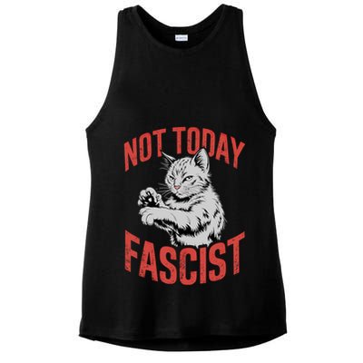Vintage Not Today Fascist Funny Cat Meme  Ladies PosiCharge Tri-Blend Wicking Tank