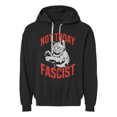 Vintage Not Today Fascist Funny Cat Meme  Garment-Dyed Fleece Hoodie
