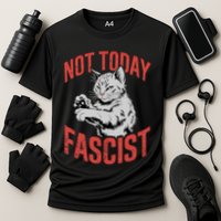 Vintage Not Today Fascist Funny Cat Meme  Performance Shirt