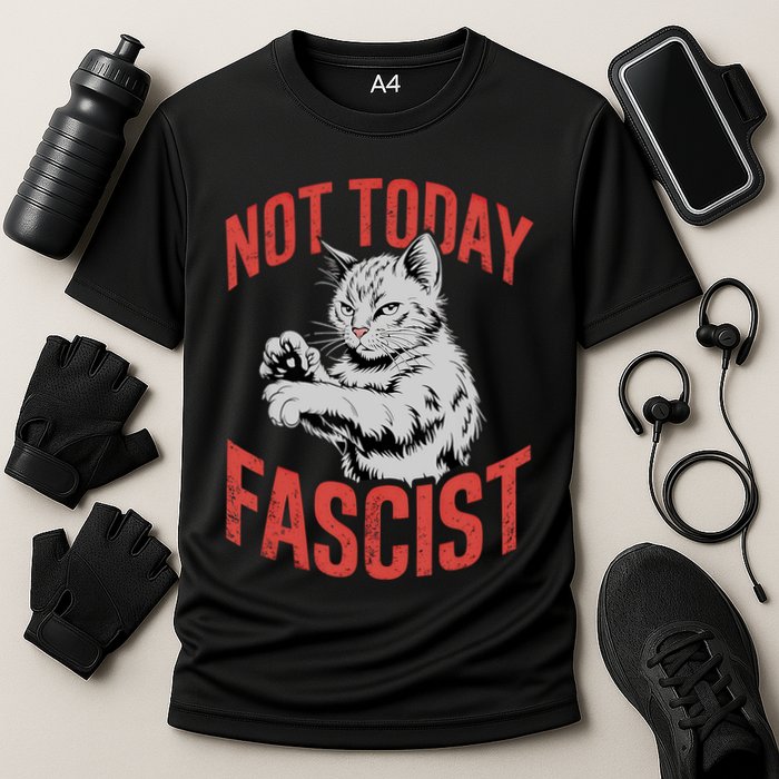 Vintage Not Today Fascist Funny Cat Meme  Performance Shirt