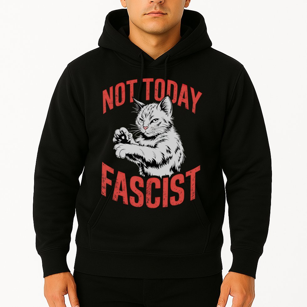 Vintage Not Today Fascist Funny Cat Meme  Hoodie