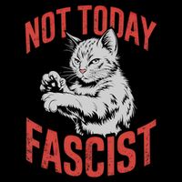 Vintage Not Today Fascist Funny Cat Meme  Bucket Hat