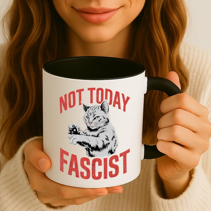 Vintage Not Today Fascist Funny Cat Meme  Mug