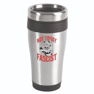 Vintage Not Today Fascist Funny Cat Meme  16oz Travel Tumbler