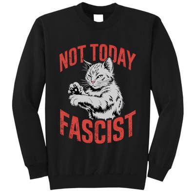 Vintage Not Today Fascist Funny Cat Meme  Tall Sweatshirt