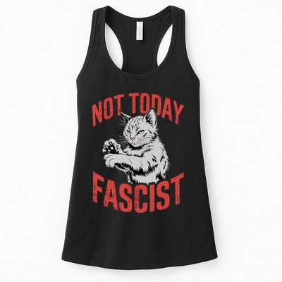 Vintage Not Today Fascist Funny Cat Meme  Womens Tank Top