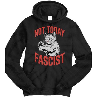 Vintage Not Today Fascist Funny Cat Meme  Tie Dye Hoodie