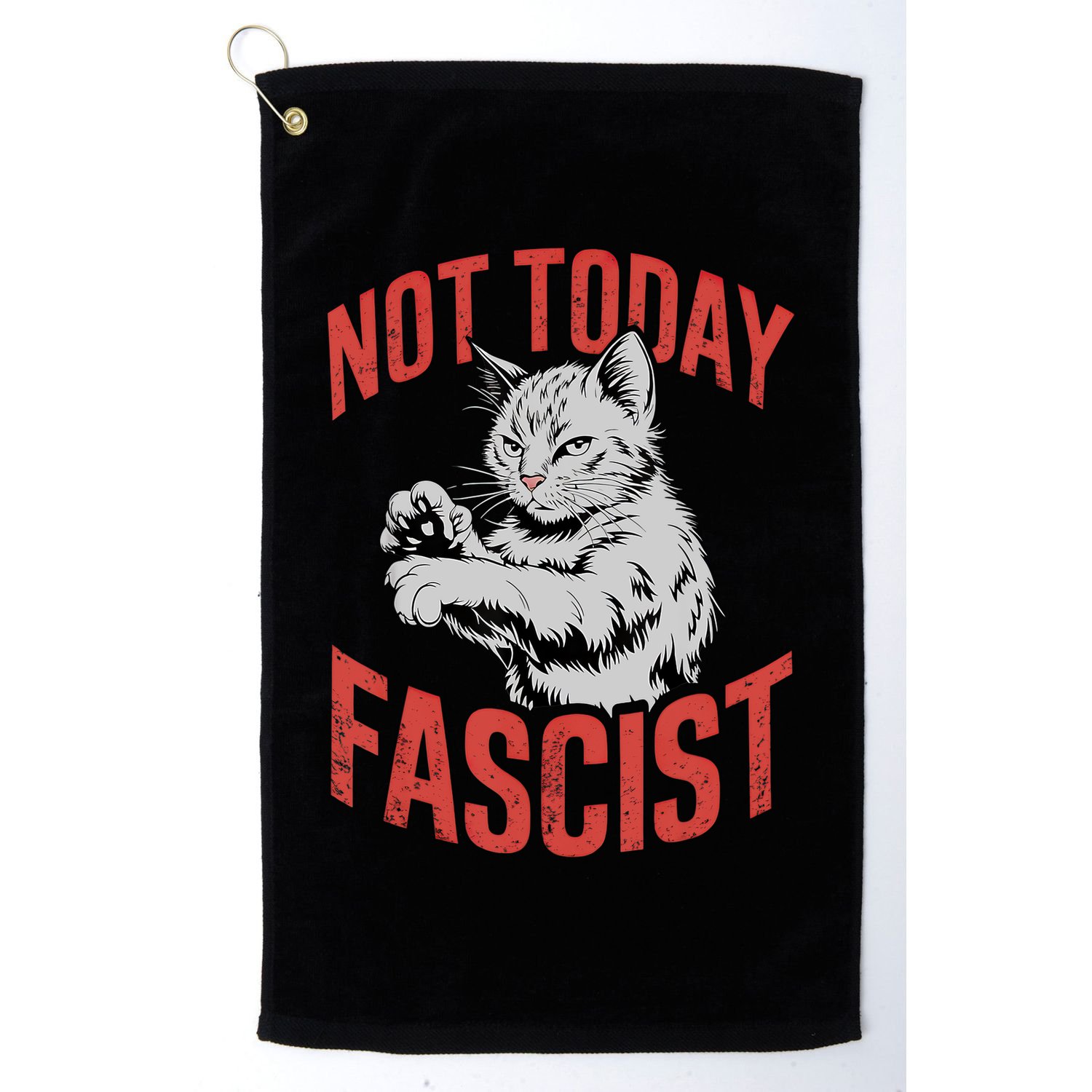 Vintage Not Today Fascist Funny Cat Meme  Golf Towel