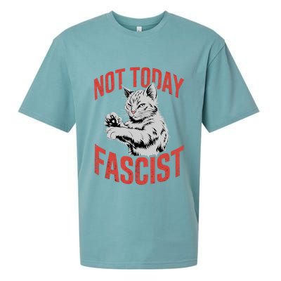 Vintage Not Today Fascist Funny Cat Meme  Sueded Cloud Jersey T-Shirt