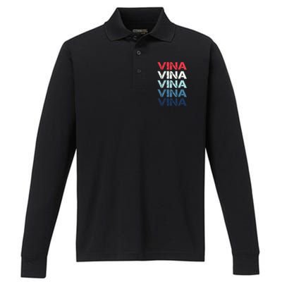 Vina Name T Shirt Vina Classic Vintage Performance Long Sleeve Polo