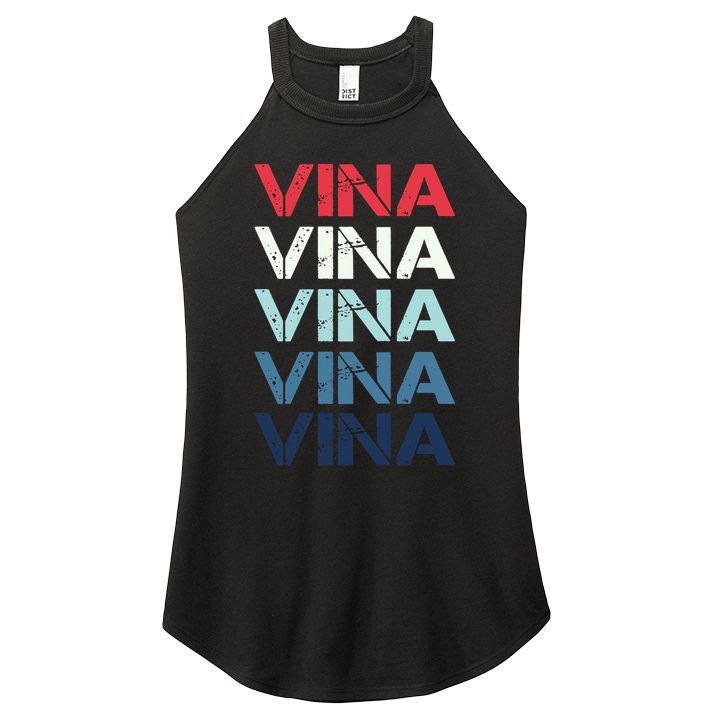 Vina Name T Shirt Vina Classic Vintage Women's Perfect Tri Rocker Tank
