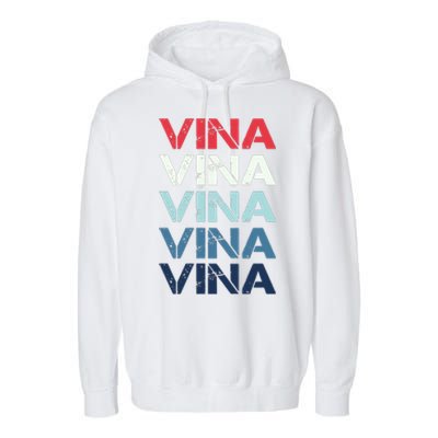 Vina Name T Shirt Vina Classic Vintage Garment-Dyed Fleece Hoodie