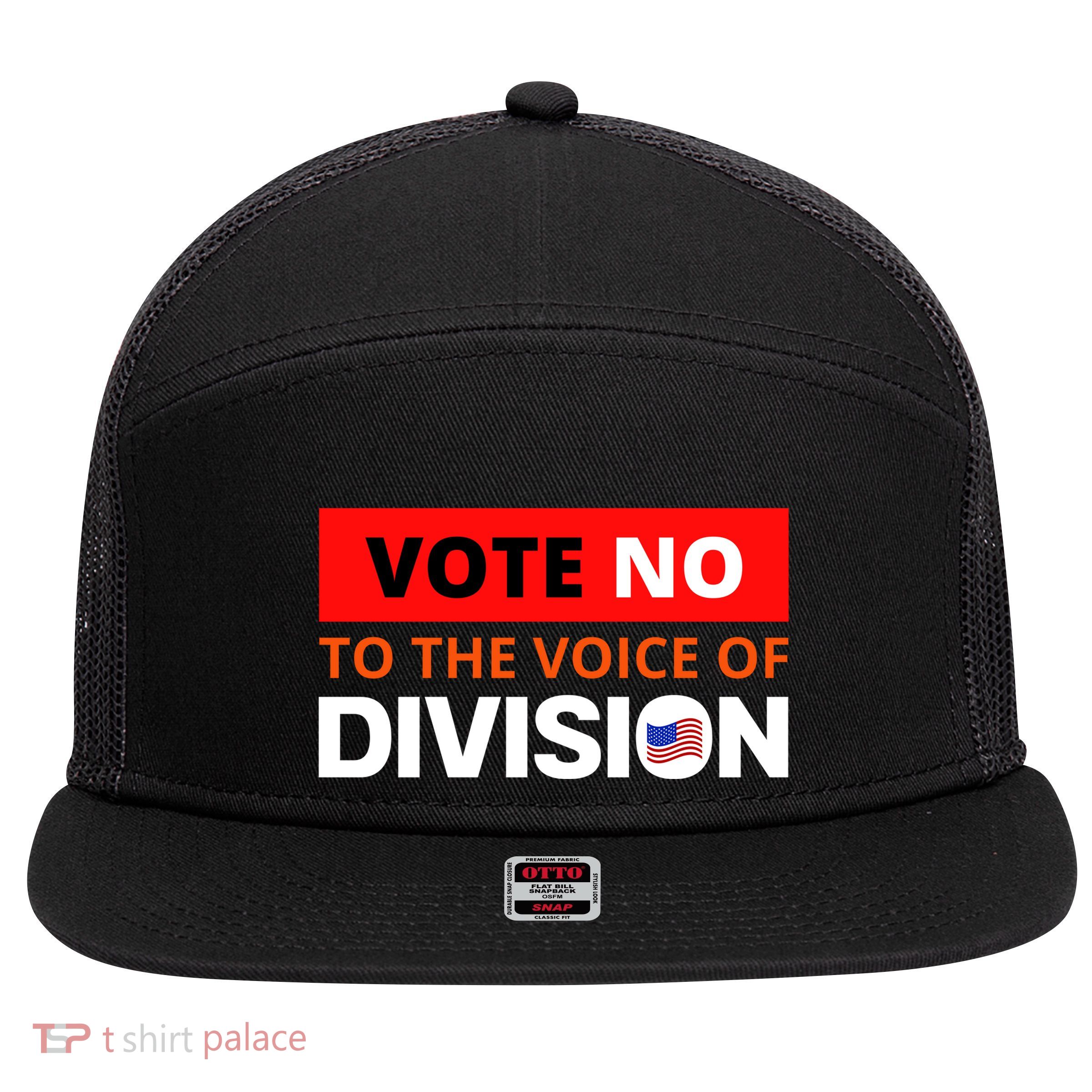 Vote No To The Voice Of Division 7 Panel Mesh Trucker Snapback Hat